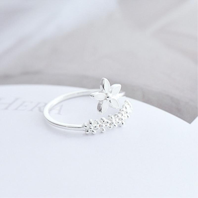 Amaril - Adjustable Sterling Silver Ring with Enamel Wildflowers