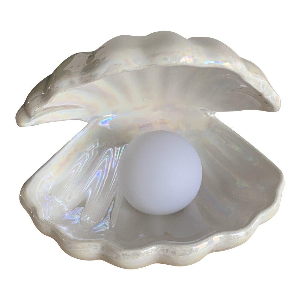 ShellGlow Lamp - Elegant Shell Night Light with Pearl Accent
