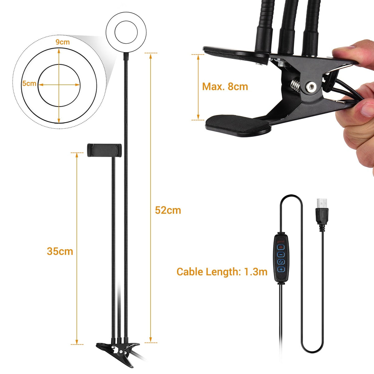 Corvi Vale - Adjustable LED Ring Light For Selfies