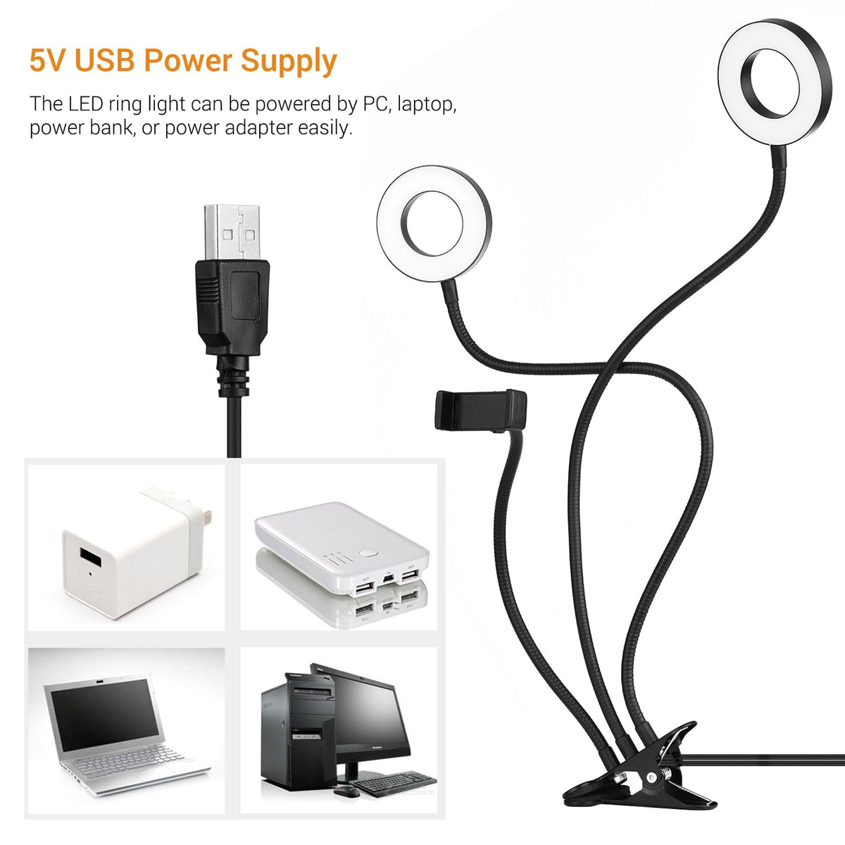 Corvi Vale - Adjustable LED Ring Light For Selfies