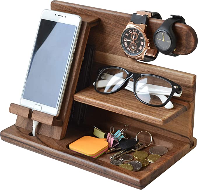 WoodDock - Stylish Wooden Organizer for Everyday Devices