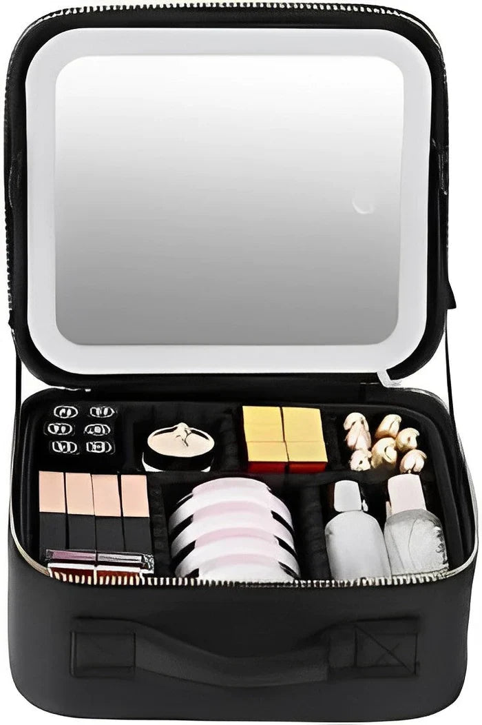 MirrorGlam - LED Light-Up Makeup Bag With Mirror