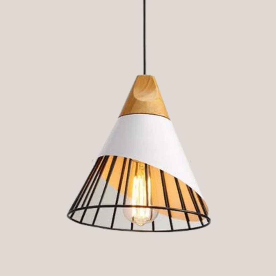 Kastoria - Industrial Pendant Lamp With Wood And Metal