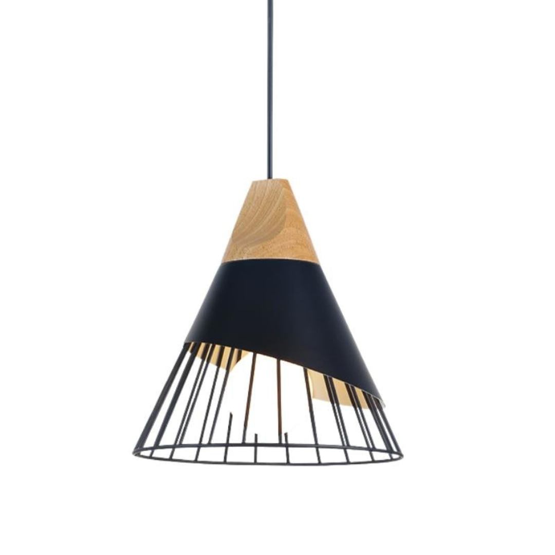 Kastoria - Industrial Pendant Lamp With Wood And Metal