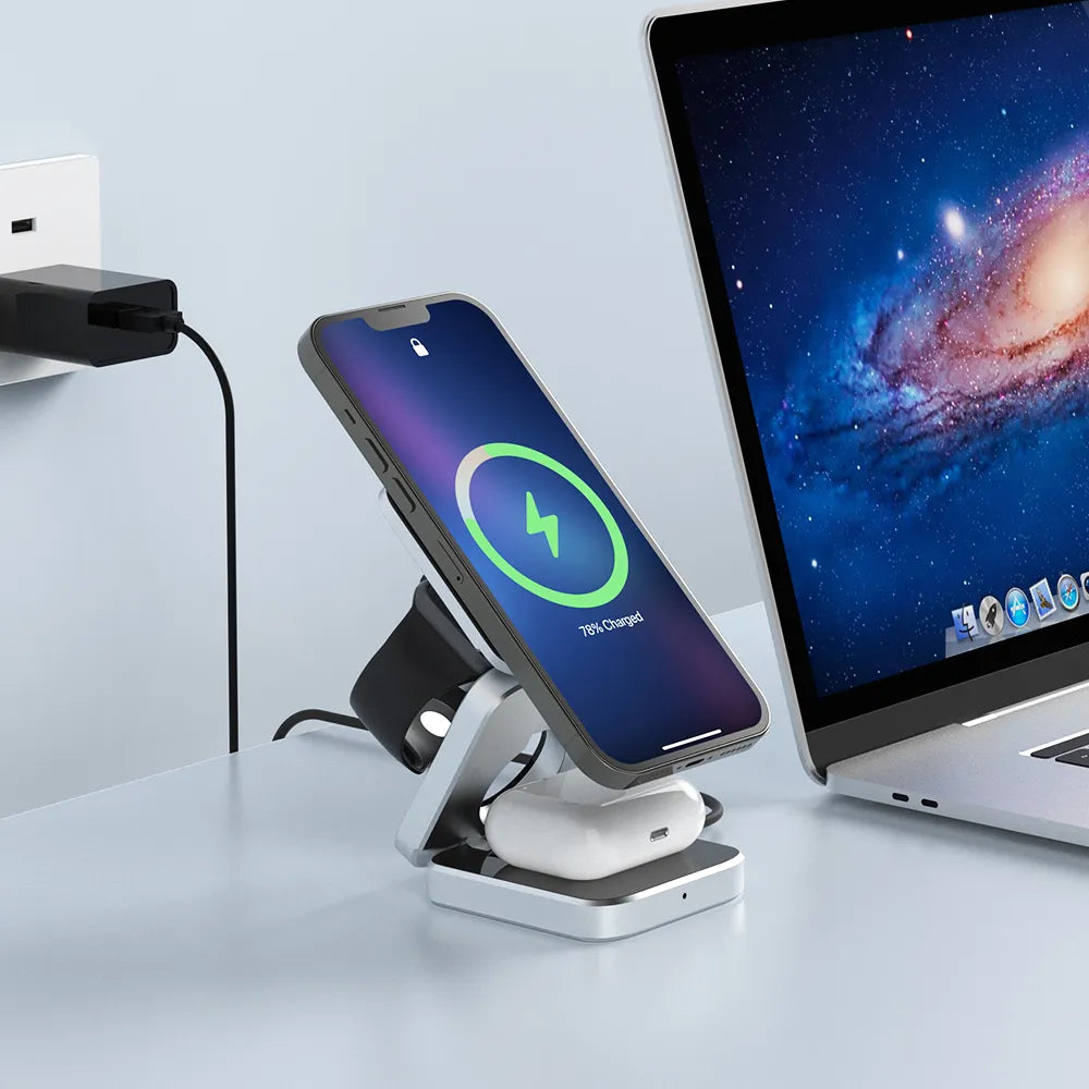 PowerFlex 3-in-1 Charging Station - Magnetic & Foldable Wireless Charger