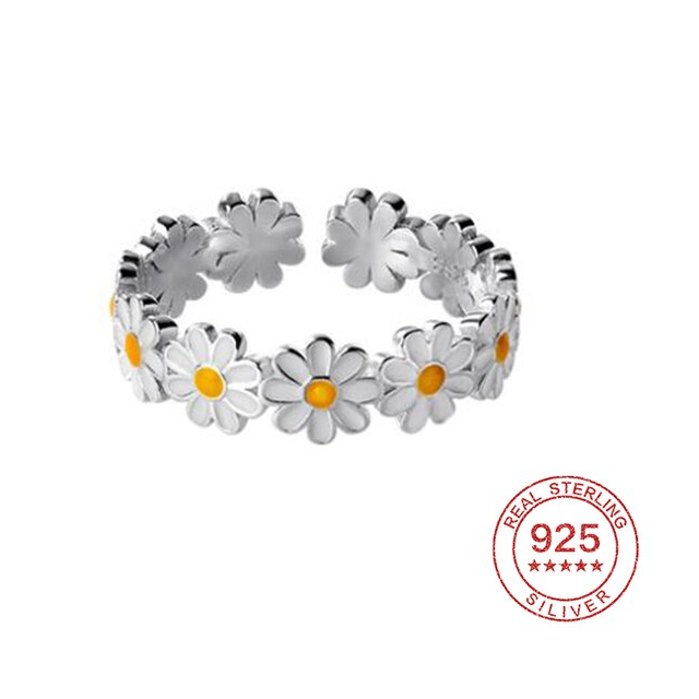 Eposia - Daisy Flower Ring in 925 Sterling Silver