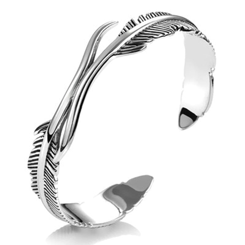 Duvane Adjustable Feather Bracelet - Sterling Silver Charm for Men and Women