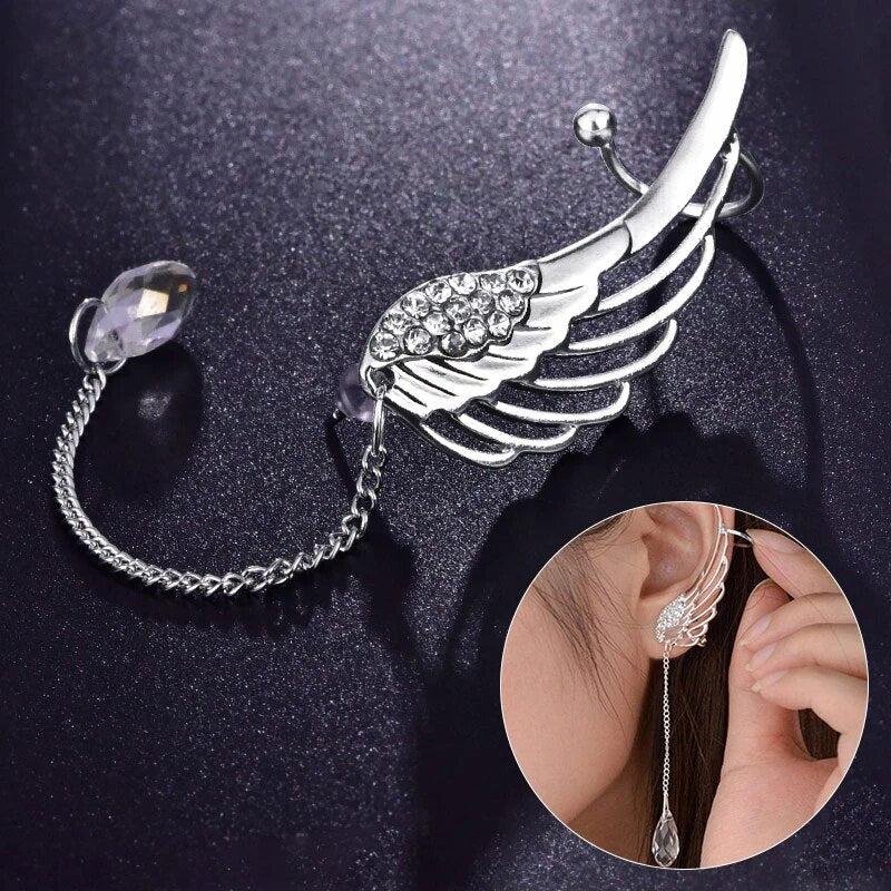 GlintCuff - Angel Wing Ear Cuffs with Sparkling Stone Accent