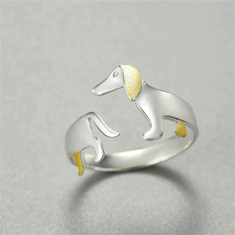 Cute Dachshund Ring - Adorable Sterling Silver Ring for Dog Lovers