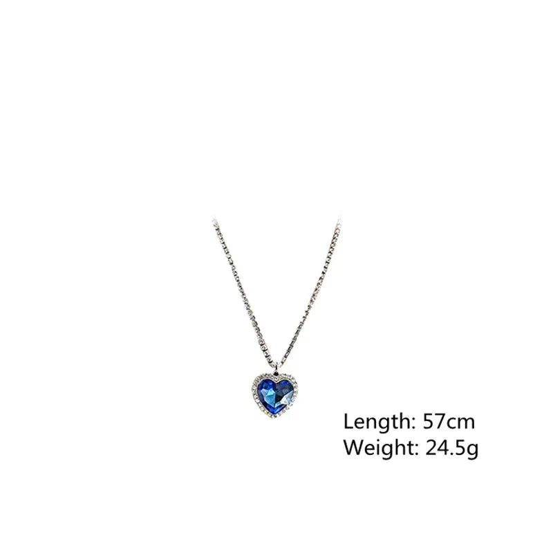 Byrenna - Blue Heart Crystal Necklace - Timeless Elegant Statement Piece