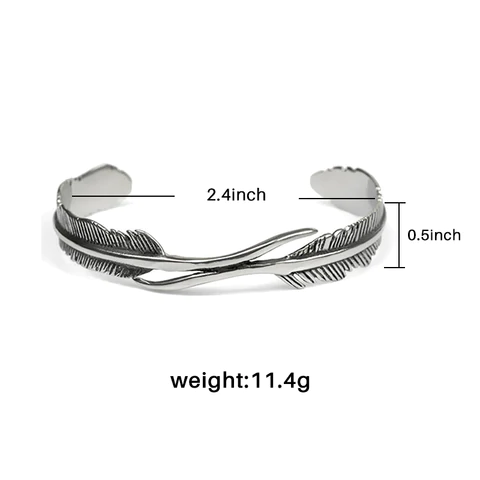 Duvane Adjustable Feather Bracelet - Sterling Silver Charm for Men and Women