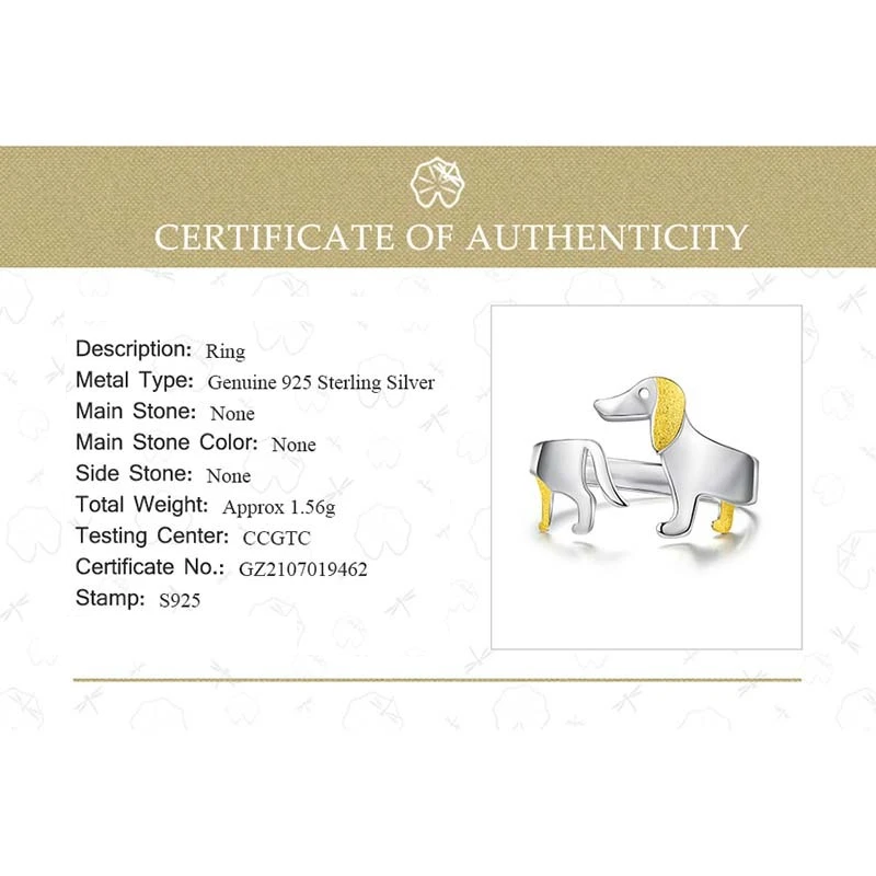 Cute Dachshund Ring - Adorable Sterling Silver Ring for Dog Lovers