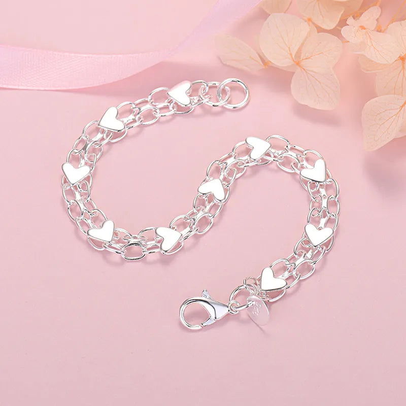 Fynora - Elegant Sterling Silver Heart Bracelet