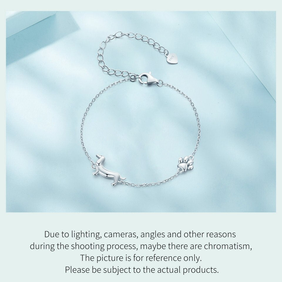 Gildryn - Sterling Silver Dachshund Charm Bracelet, Adjustable