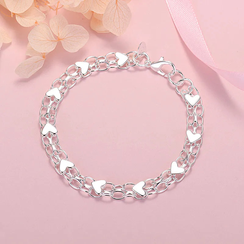Fynora - Elegant Sterling Silver Heart Bracelet