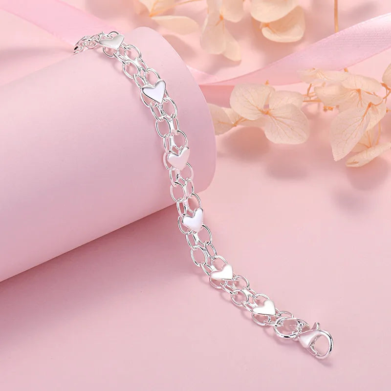 Fynora - Elegant Sterling Silver Heart Bracelet