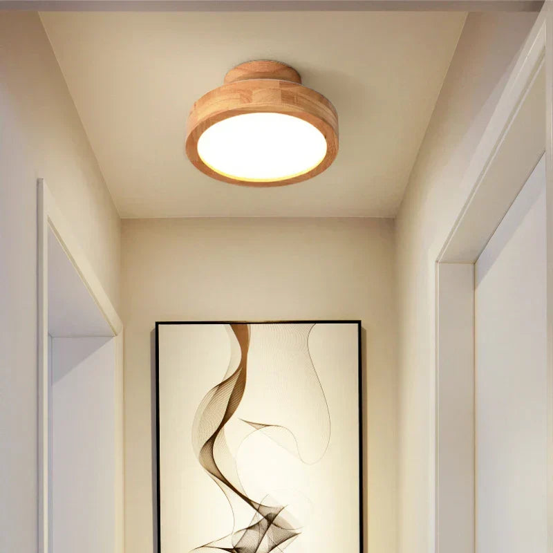 Brightlux - Scandinavian Round Wooden Ceiling Lamp