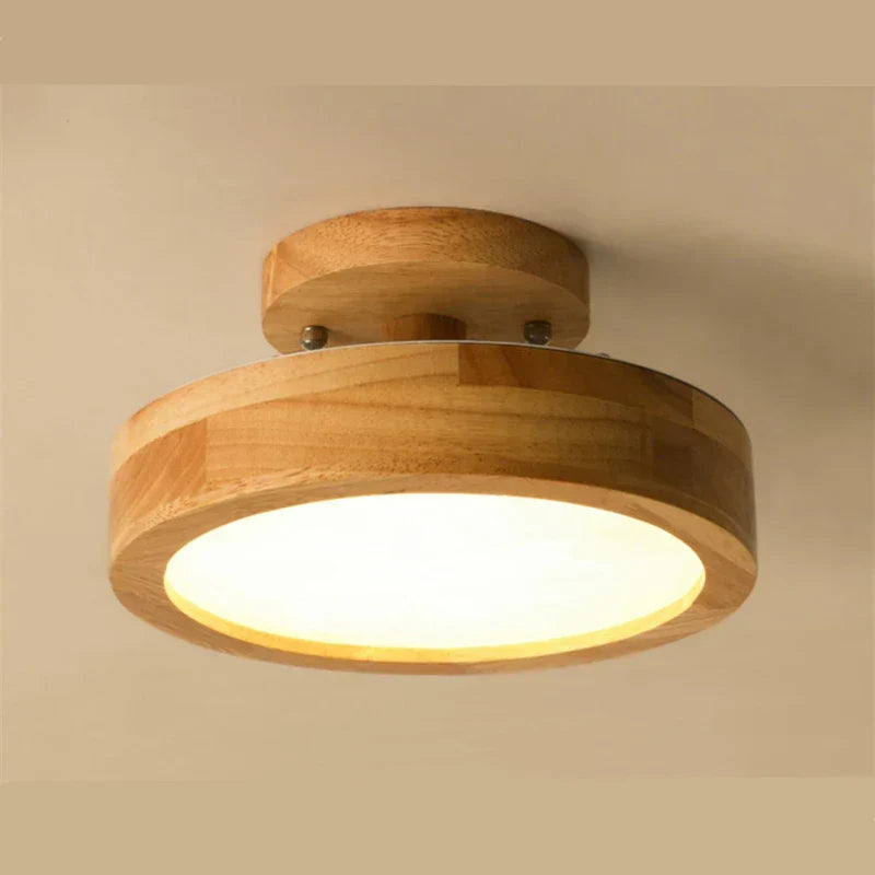 Brightlux - Scandinavian Round Wooden Ceiling Lamp