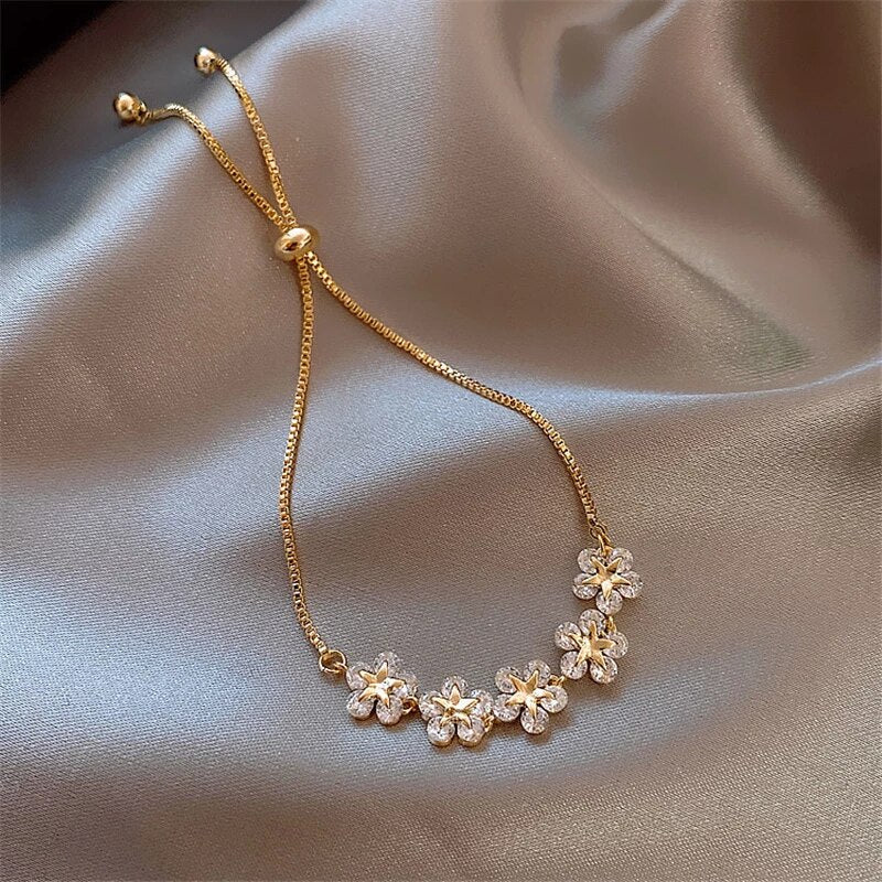 Rosalind - Gold Floral Crystal Bracelet