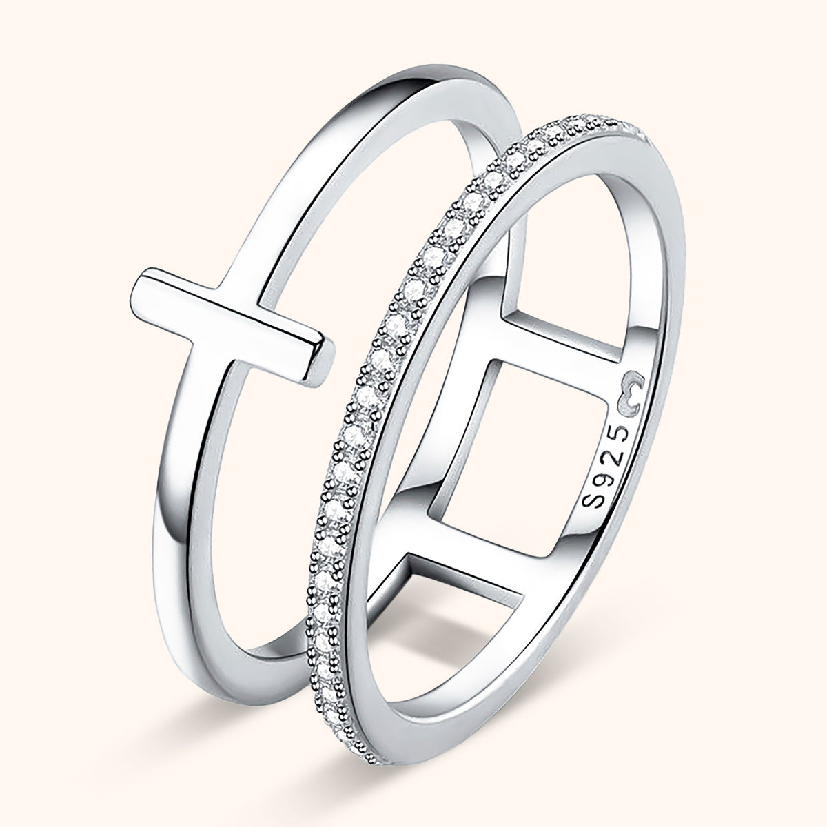 Celeste Double Cross Ring - Elegant Sterling Silver Statement Piece