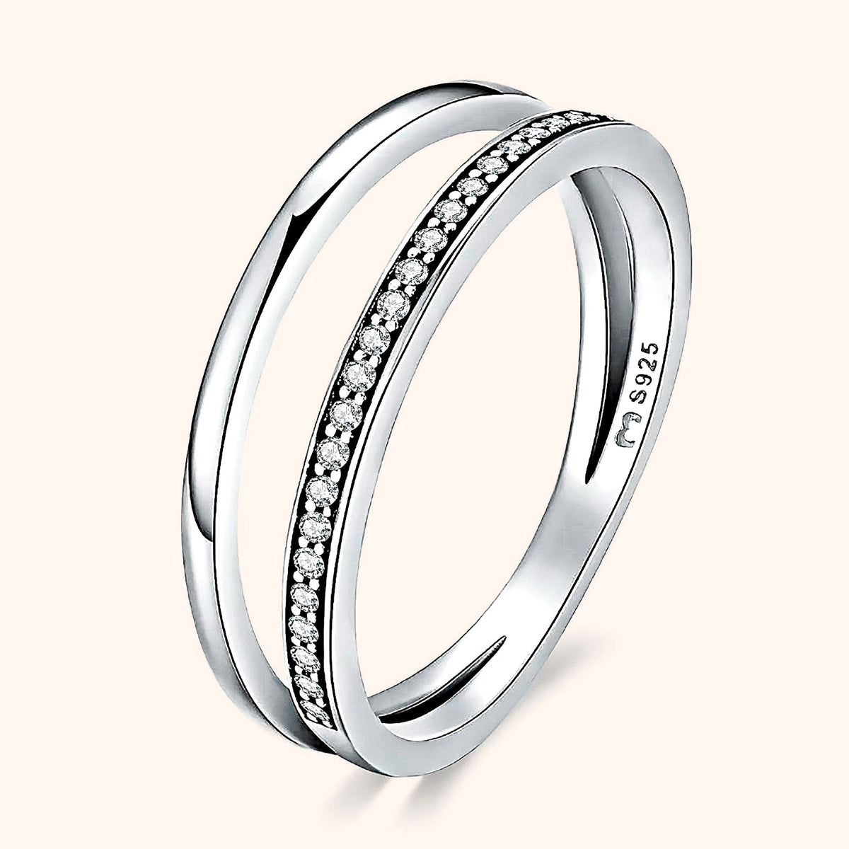 Sienna Double Zirconia Ring - Elegant Sparkle in Sterling Silver