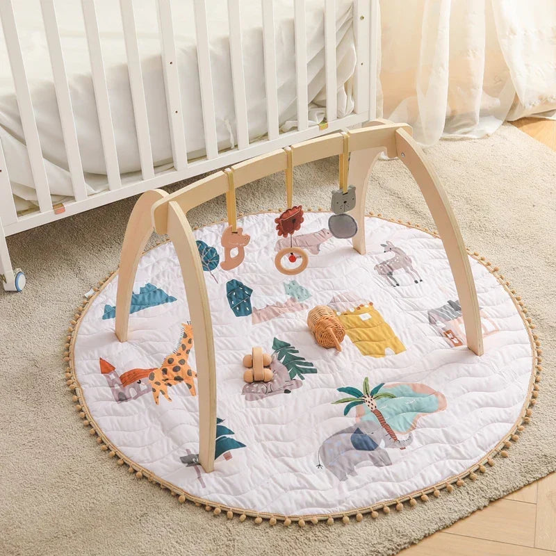Montessori RattleFrame - Wooden Play Gym with Hanging Toys