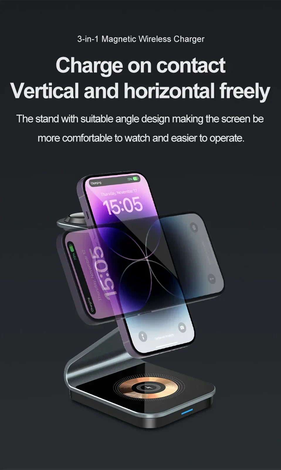 Chargy Pro - Magnetic 3-in-1 Wireless Charging Station