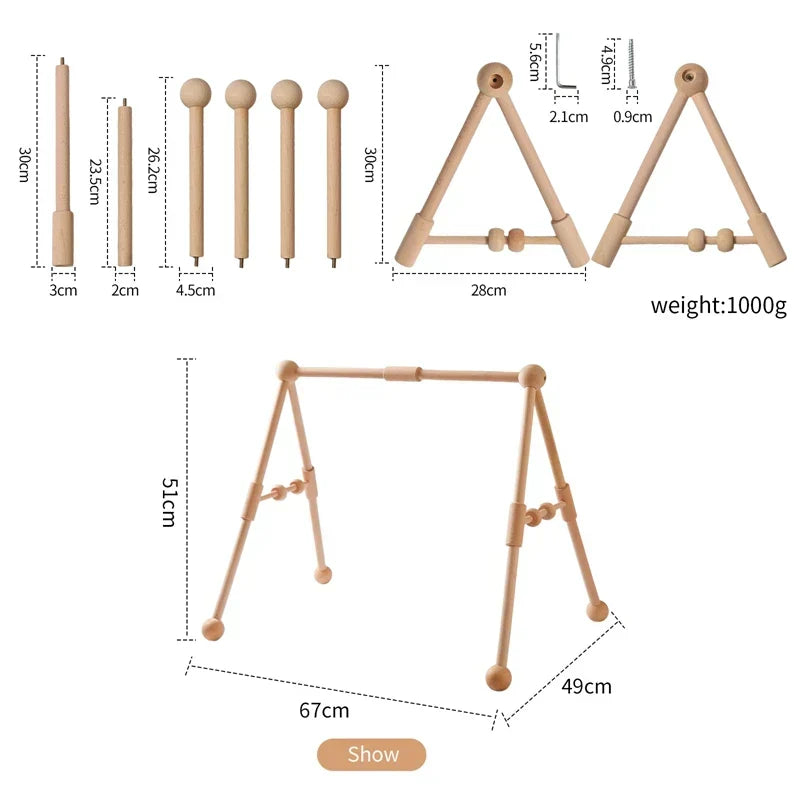 Montessori RattleFrame - Wooden Play Gym with Hanging Toys