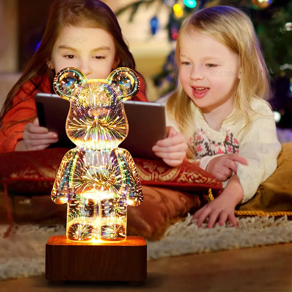 StarBear - Enchanting 3D Fireworks Effect Bear Lamp