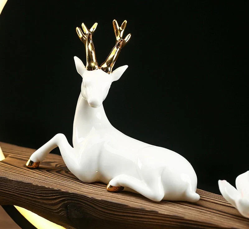 SereneStag - Elegant White Deer Incense Burner Lamp