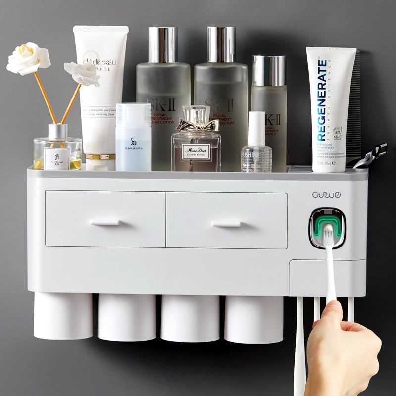 SmartCare Essentials - Bathroom Organizer with Toothpaste Dispenser