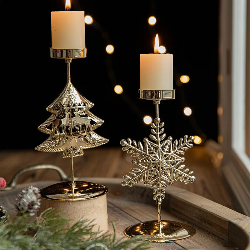 ReedSpruce - Gilded Star and Tree Candle Holder