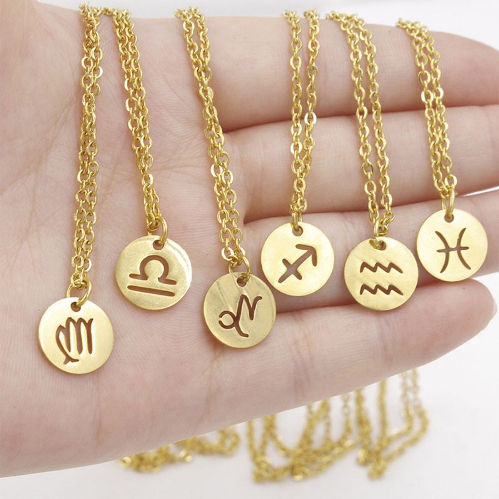 Zodiac Necklace - Tarnish-Resistant Stainless Steel Coin Pendant