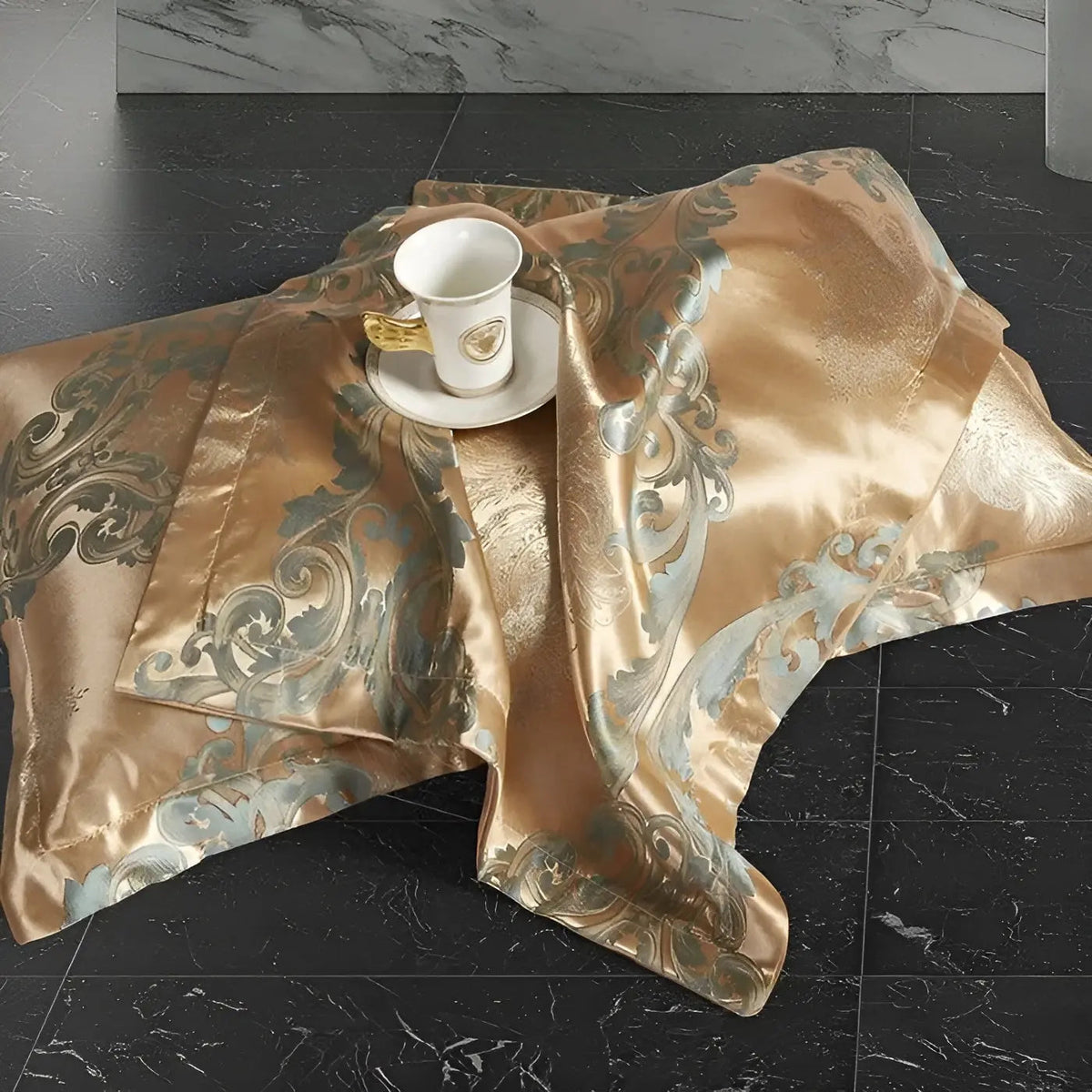 SatinOpulence - Luxury Jacquard Satin Duvet Cover Set