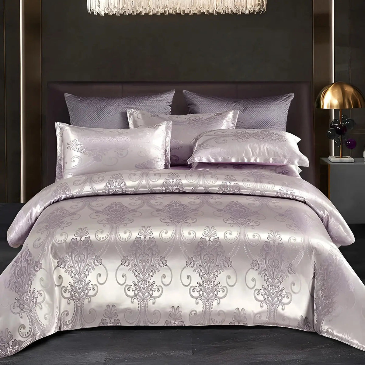 SatinOpulence - Luxury Jacquard Satin Duvet Cover Set