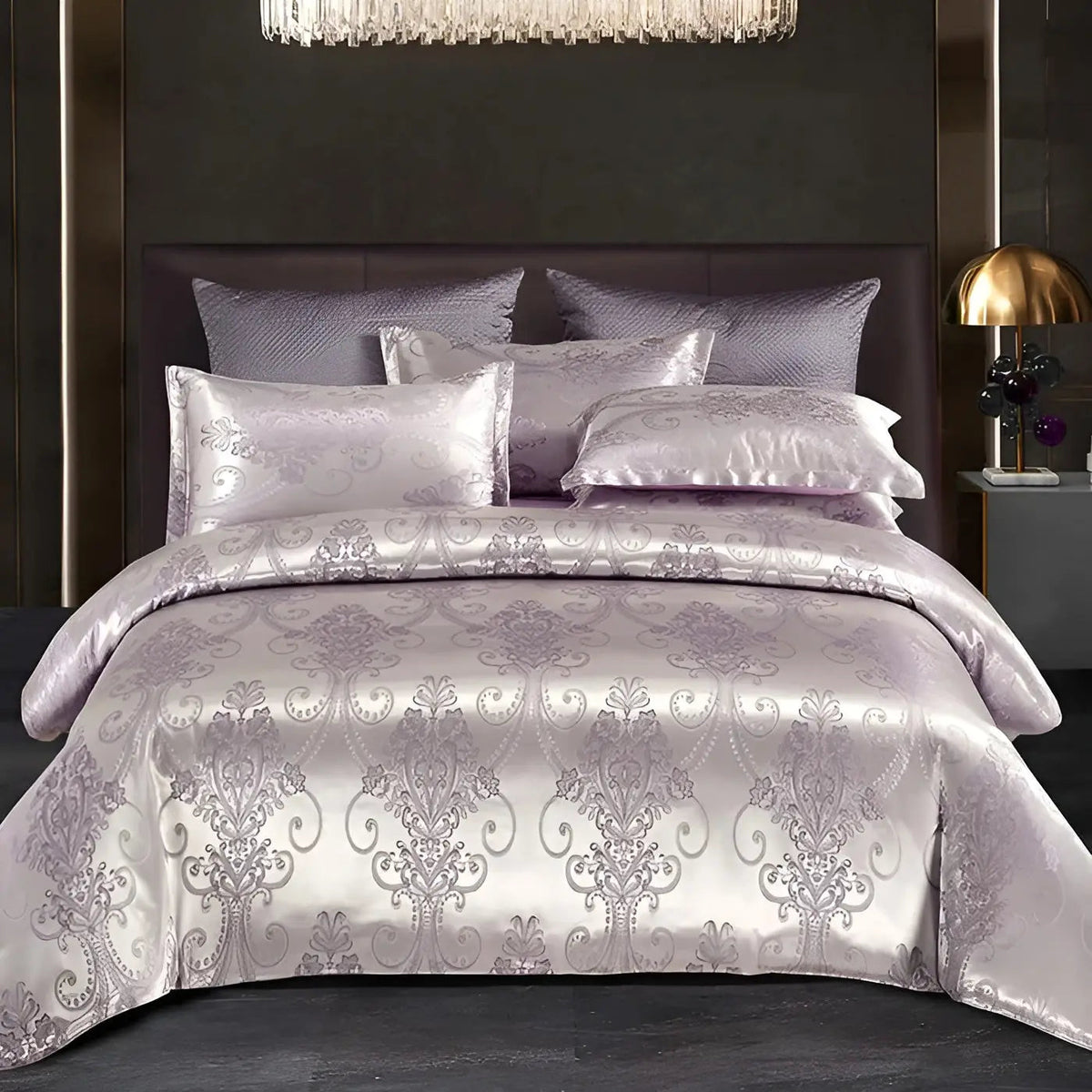 SatinOpulence - Luxury Jacquard Satin Duvet Cover Set