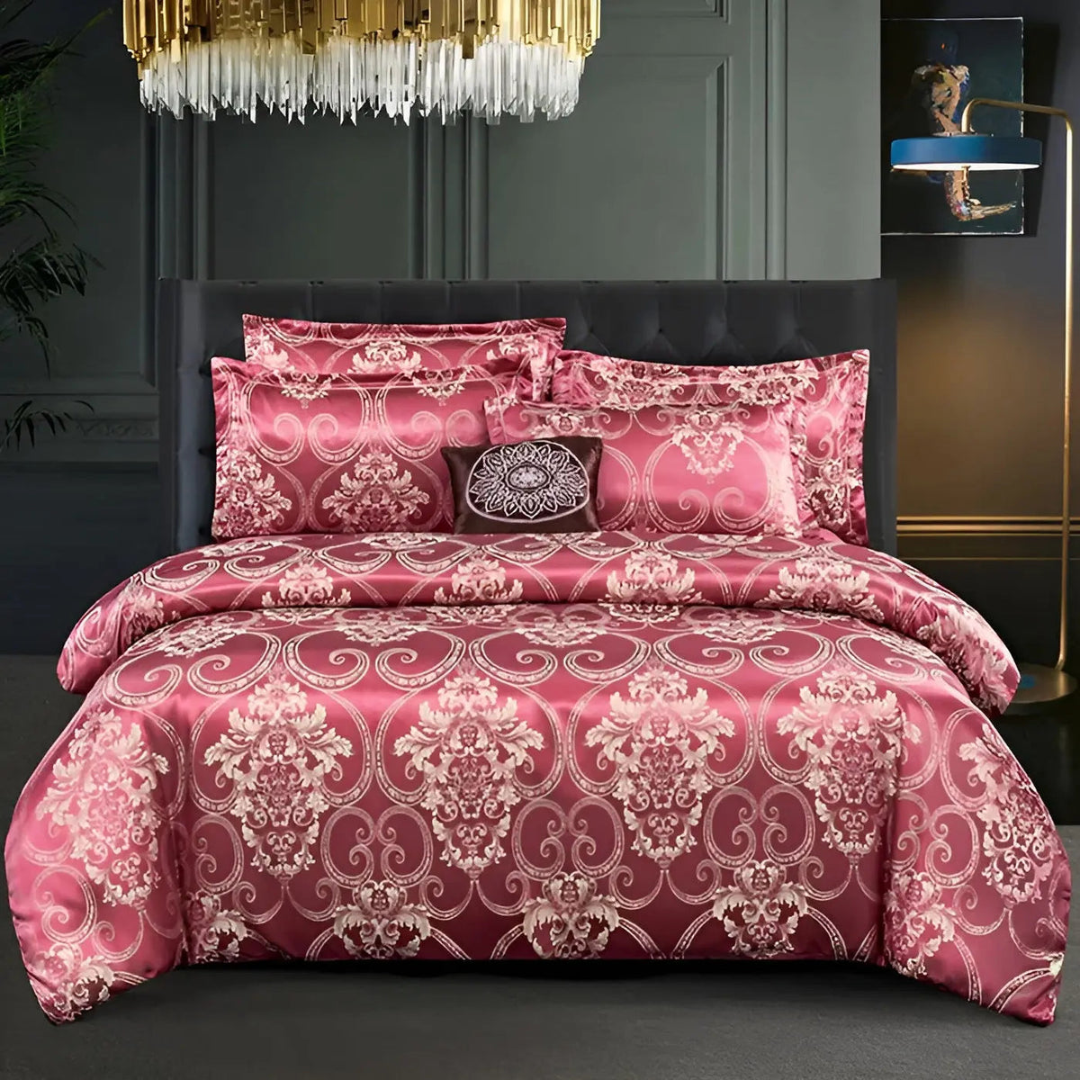 SatinOpulence - Luxury Jacquard Satin Duvet Cover Set