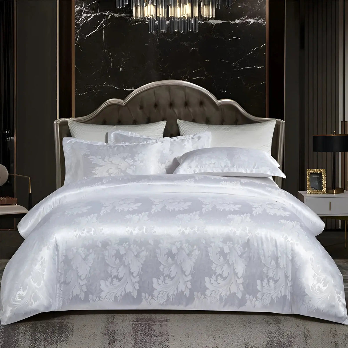 SatinOpulence - Luxury Jacquard Satin Duvet Cover Set