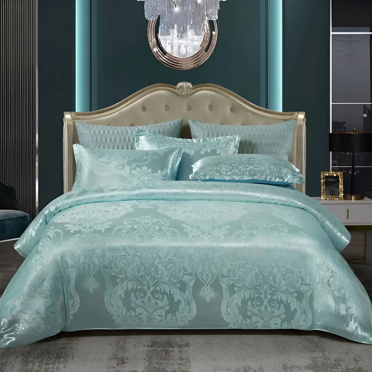 SatinOpulence - Luxury Jacquard Satin Duvet Cover Set