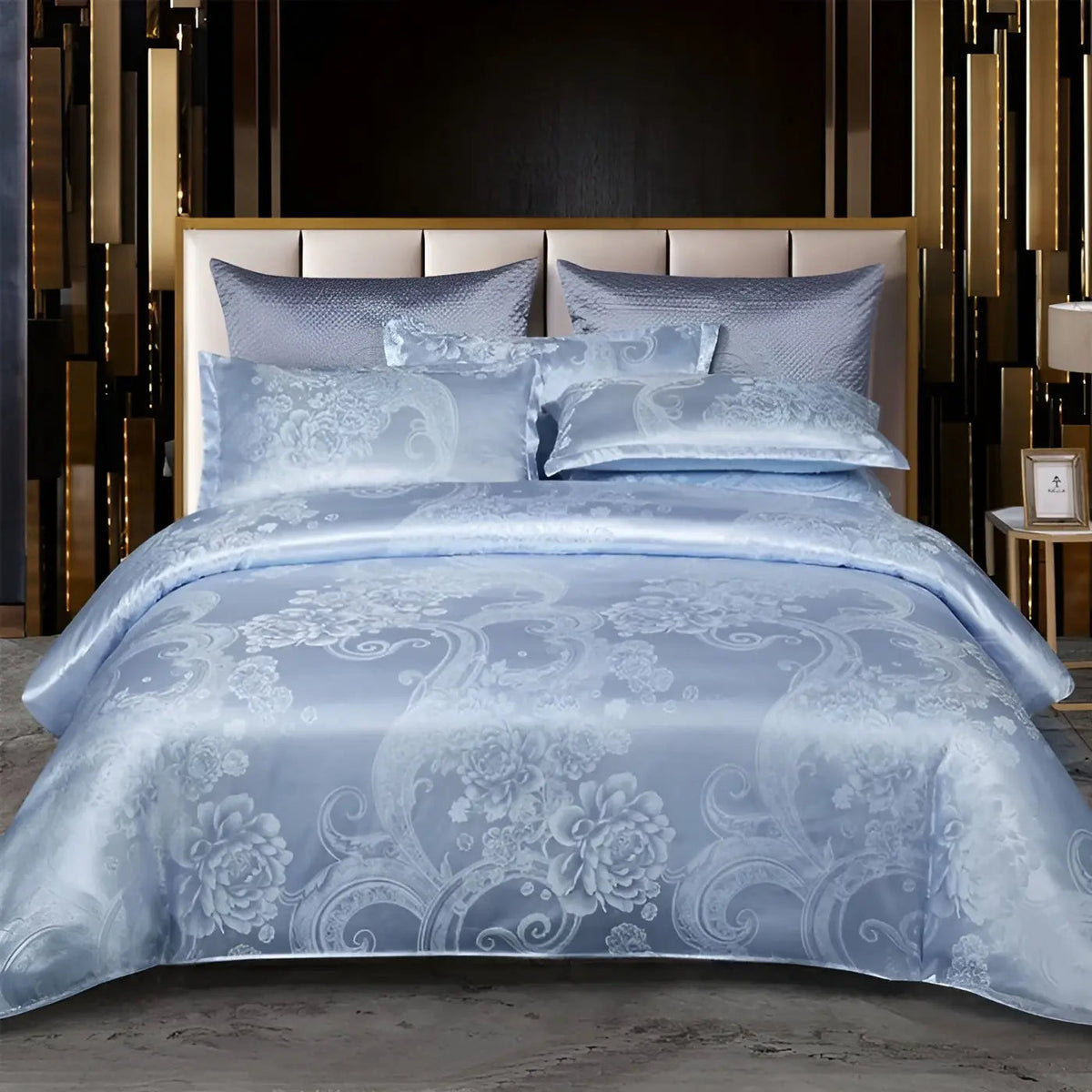 SatinOpulence - Luxury Jacquard Satin Duvet Cover Set
