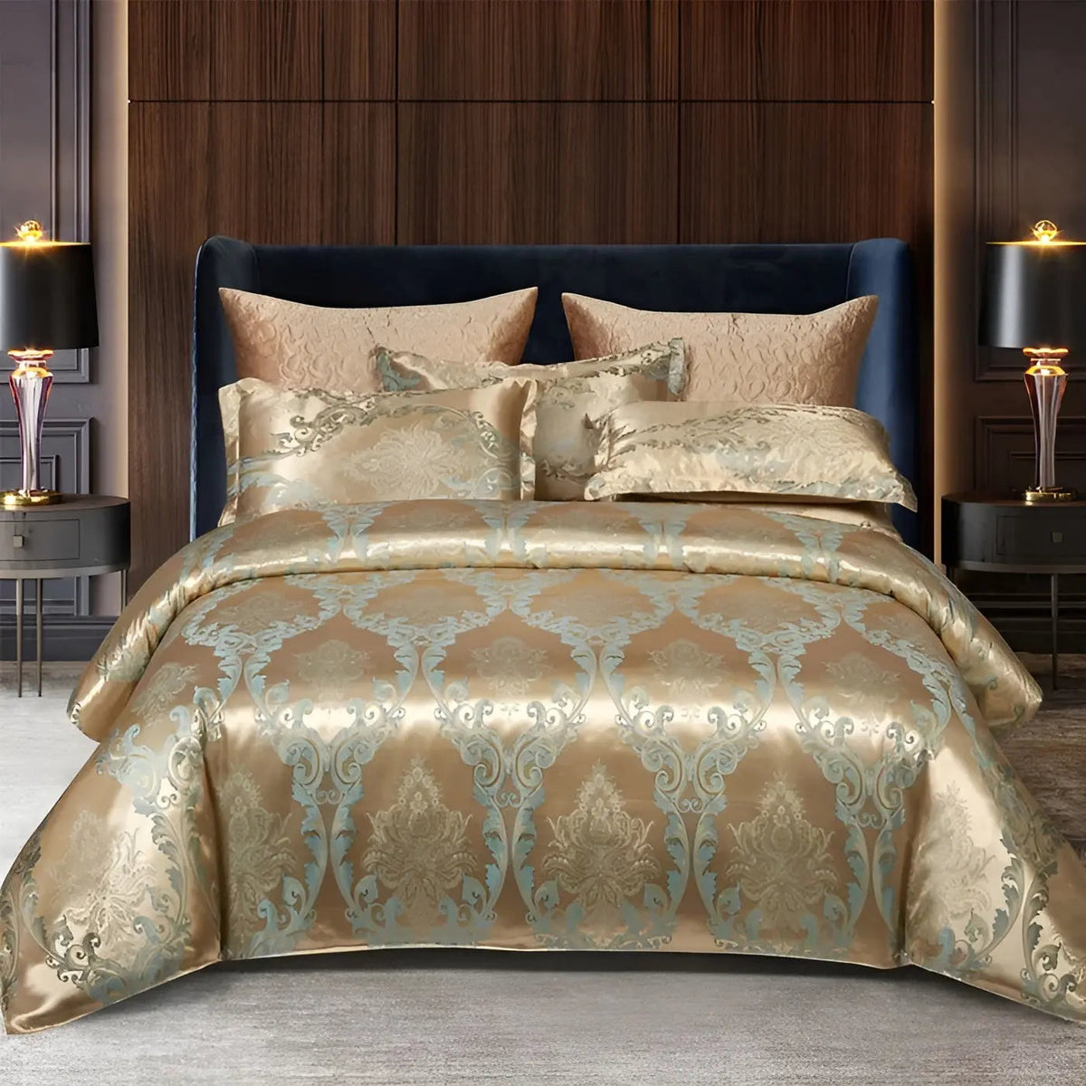 SatinOpulence - Luxury Jacquard Satin Duvet Cover Set