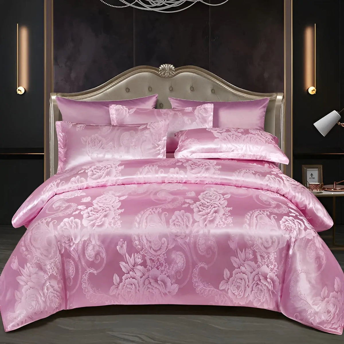 SatinOpulence - Luxury Jacquard Satin Duvet Cover Set
