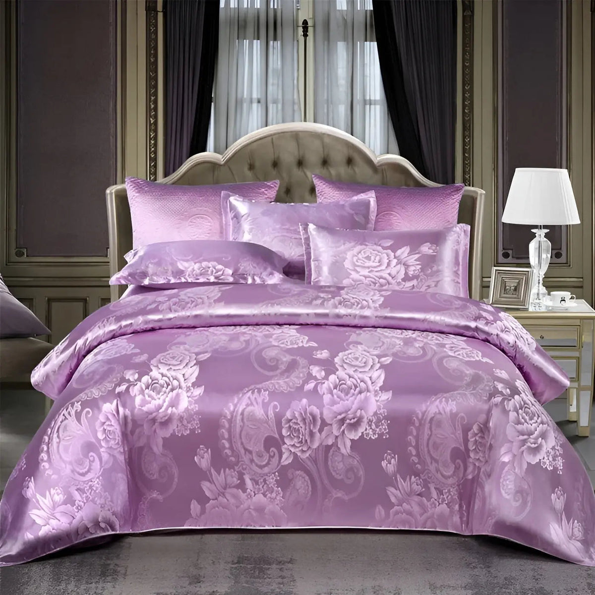 SatinOpulence - Luxury Jacquard Satin Duvet Cover Set
