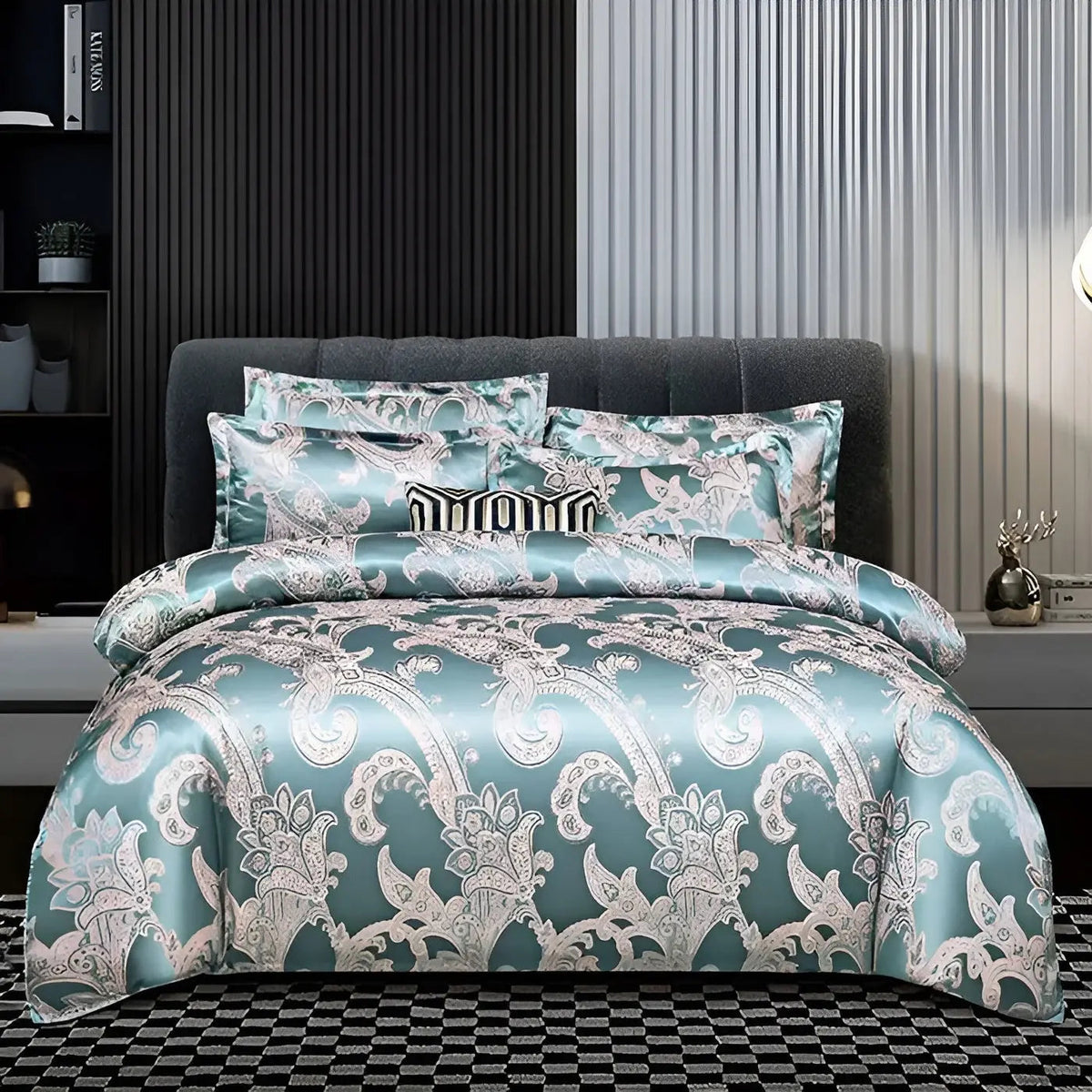 SatinOpulence - Luxury Jacquard Satin Duvet Cover Set