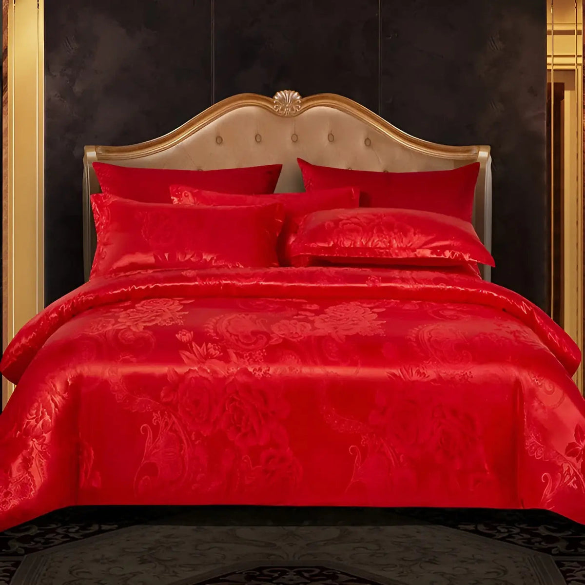 SatinOpulence - Luxury Jacquard Satin Duvet Cover Set