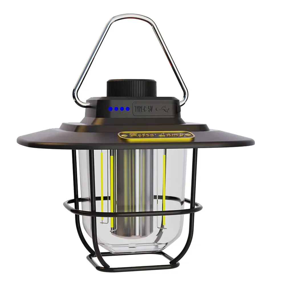 NostalgiaGlow - Retro Rechargeable LED Lantern for Adventures