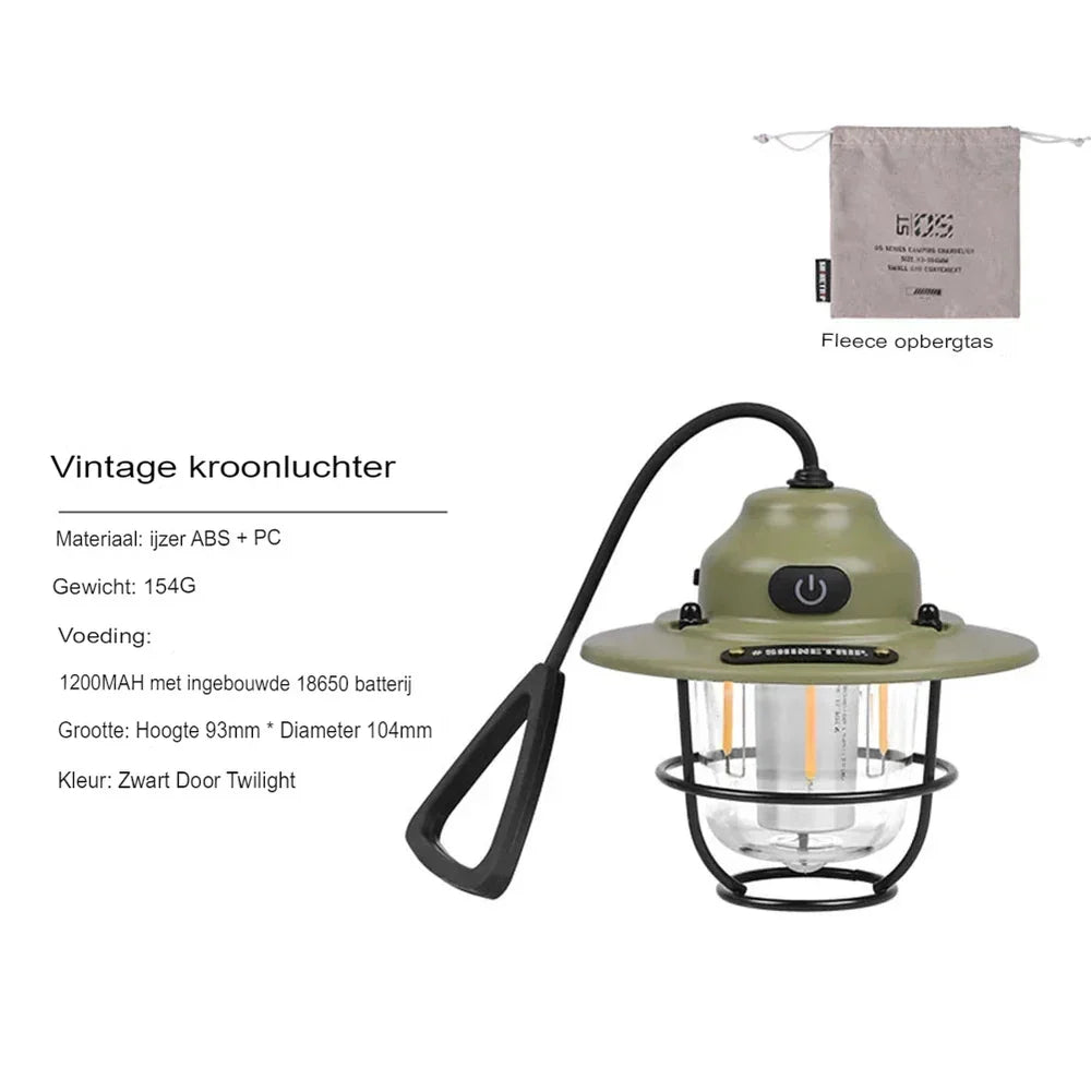NostalgiaGlow - Retro Rechargeable LED Lantern for Adventures