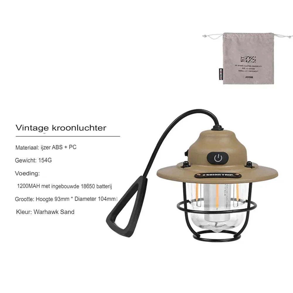 NostalgiaGlow - Retro Rechargeable LED Lantern for Adventures