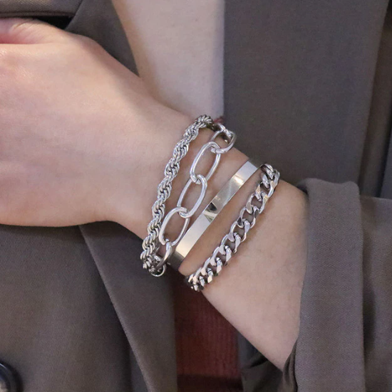 Envora Enchanting Arm Candy - Stunning 4-Piece Stainless Steel Bracelet Set