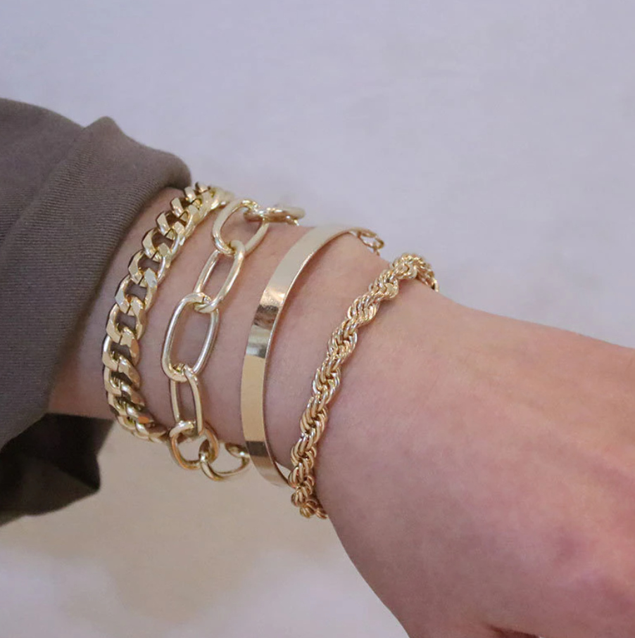 Envora Enchanting Arm Candy - Stunning 4-Piece Stainless Steel Bracelet Set